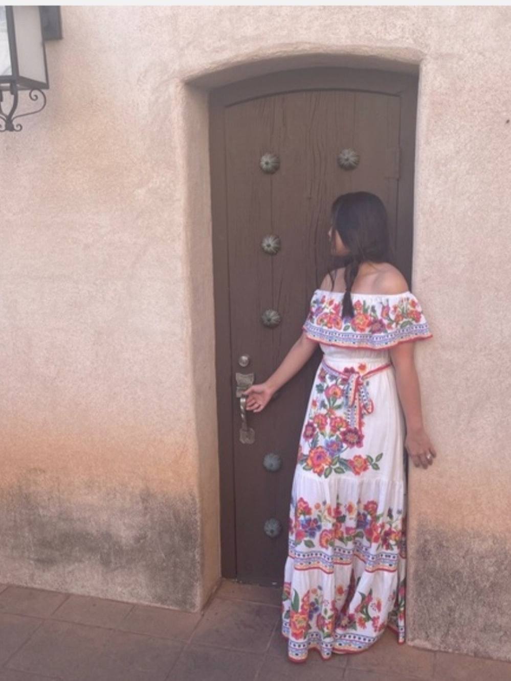 Baltic Born Cream Floral Embroidered Off-Shoulder Folklore Boho Maxi Dress